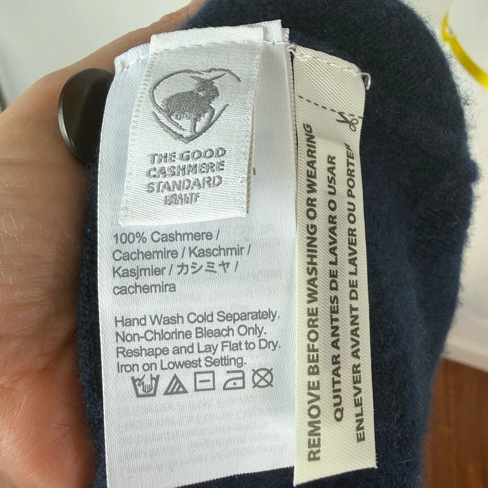 J. Crew 100% Cashmere Cardigan Sweater Navy Blue Size L - Picture 7 of 8